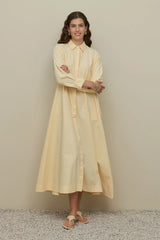 Oversize Gömlek Elbise Sarı