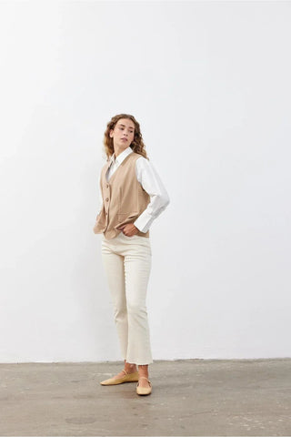 Oversize Kadın Yelek Bej - Fahhar Design