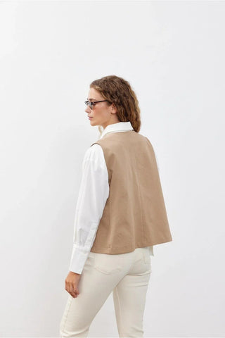 Oversize Kadın Yelek Bej - Fahhar Design