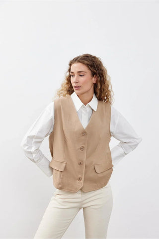 Oversize Kadın Yelek Bej - Fahhar Design
