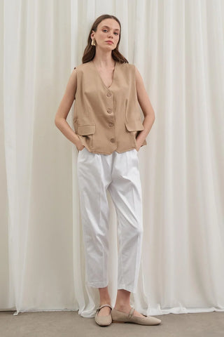 Oversize Kadın Yelek Bej - Fahhar Design