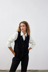 Oversize Kadın Yelek Siyah