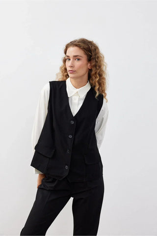 Oversize Women's Vest Black