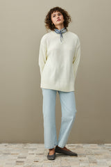 Oversize Örme Kazak Ekru