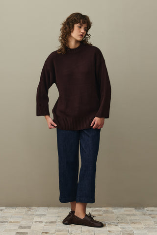 Oversize Örme Kazak Koyu Bordo