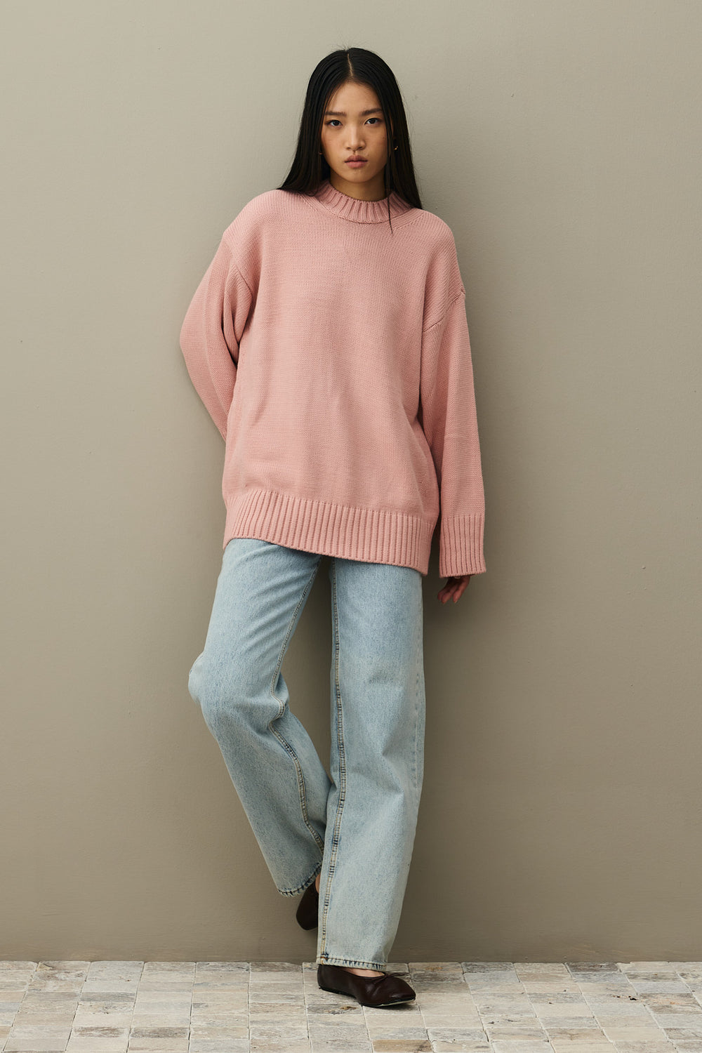 Oversize Örme Kazak Pembe