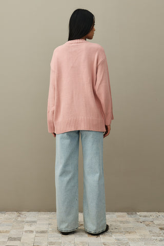 Oversize Örme Kazak Pembe