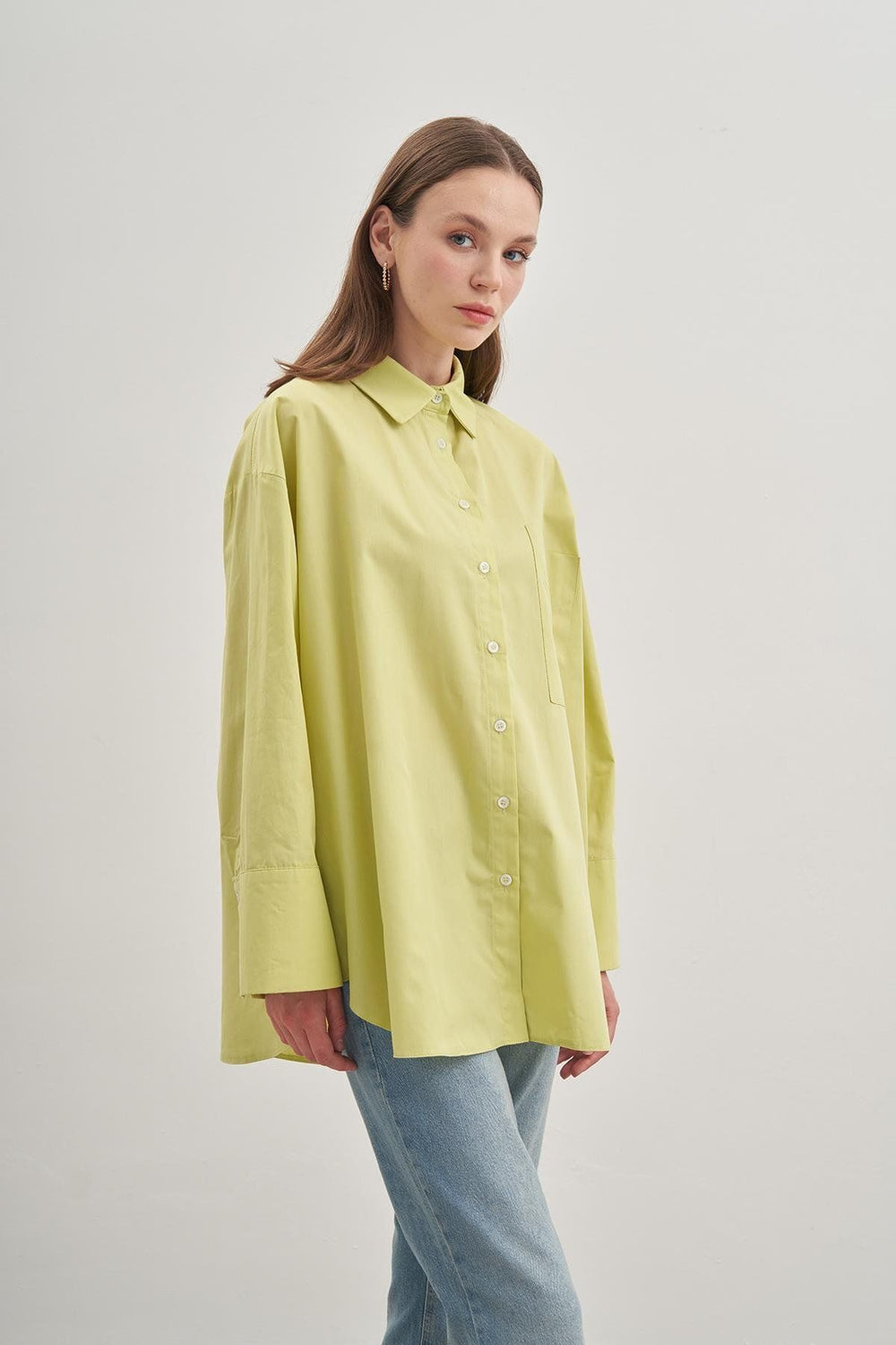 Oversize Poplin Shirt Light Green