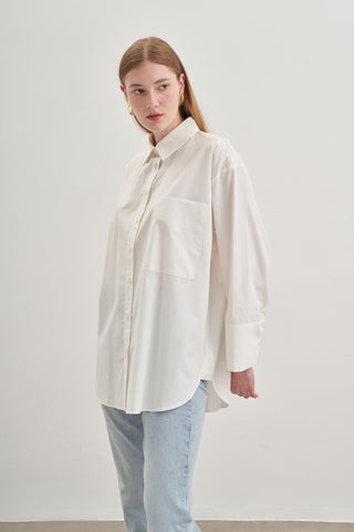 Oversize Poplin Gömlek Ekru - Fahhar Design