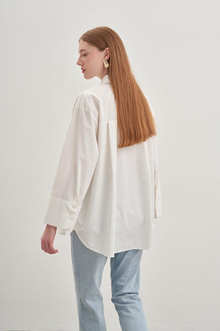 Oversize Poplin Gömlek Ekru - Fahhar Design