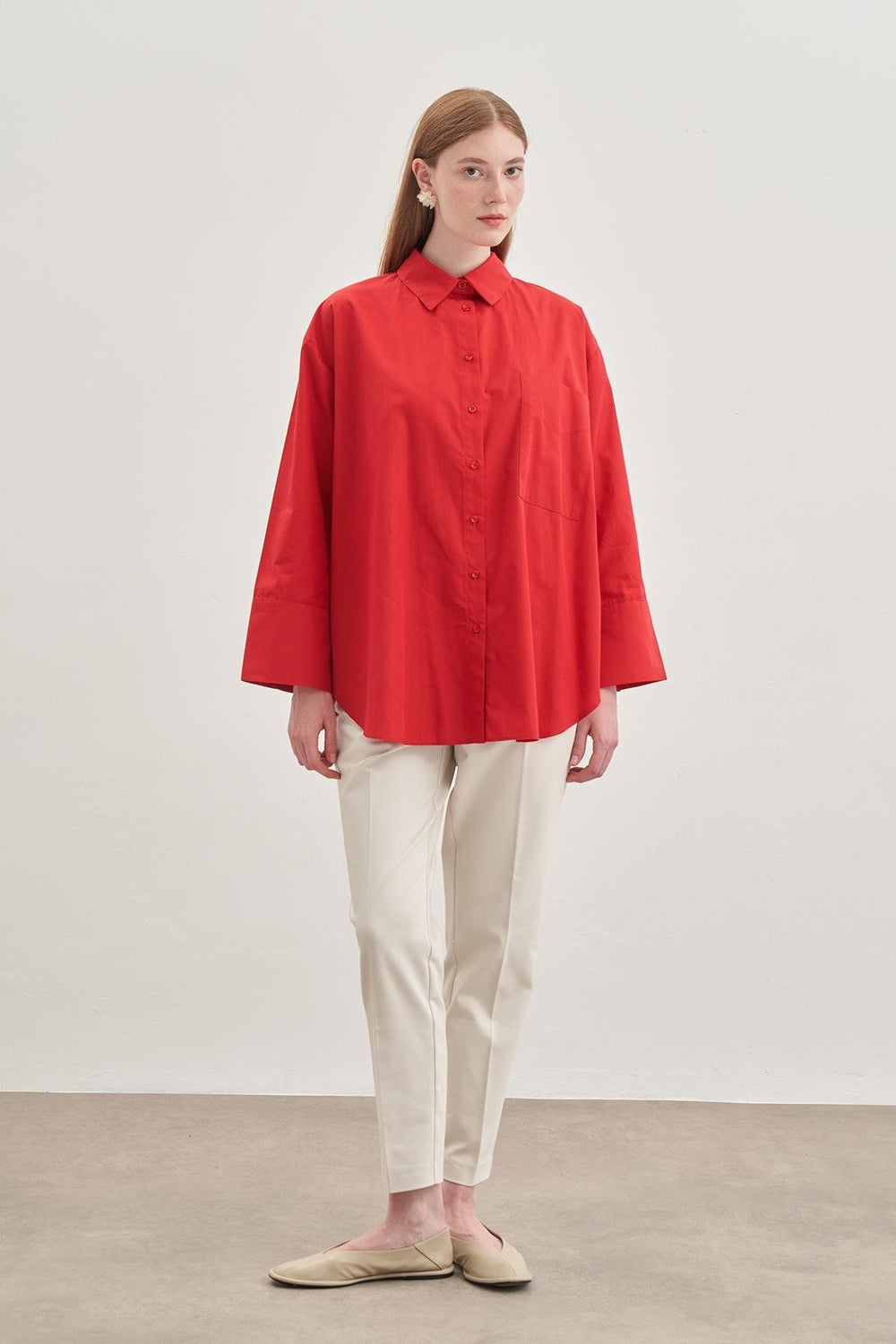 Oversize Poplin Shirt Red