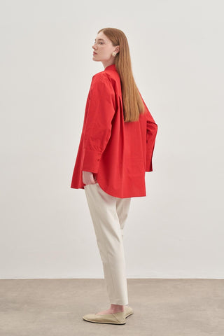 Oversize Poplin Gömlek Kırmızı - Fahhar Design