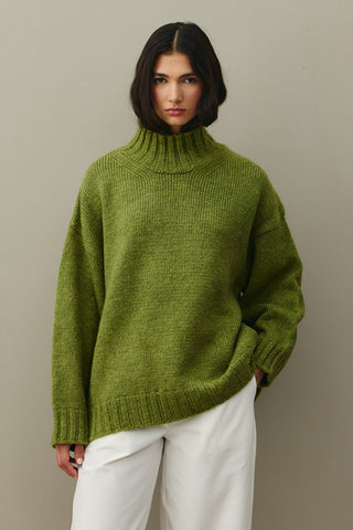 Oversize Mohair Sweater Oil Green