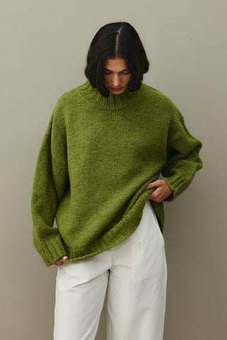Oversize Mohair Sweater Oil Green
