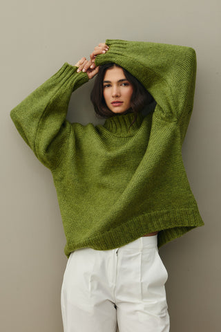 Oversize Mohair Sweater Oil Green