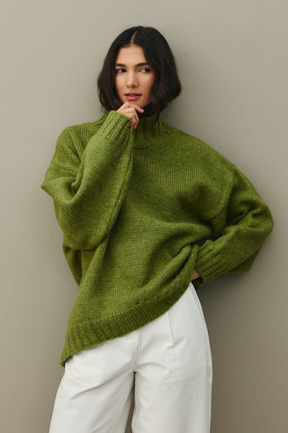 Oversize Mohair Sweater Oil Green