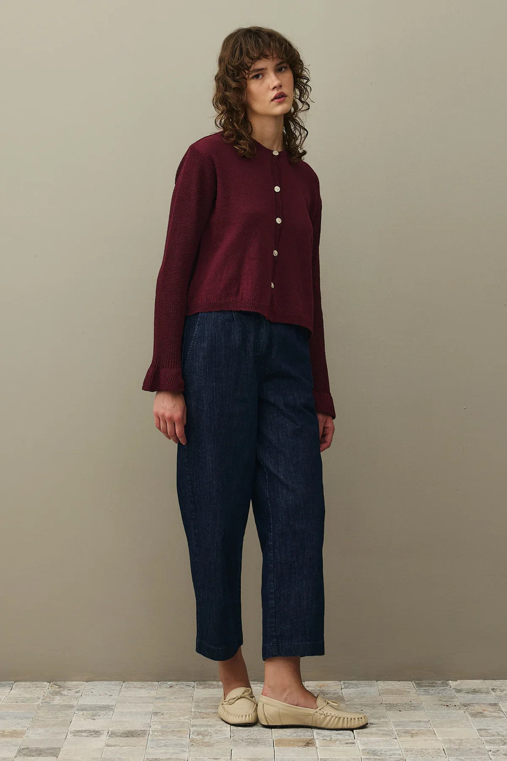 Cotton Cardigan Burgundy