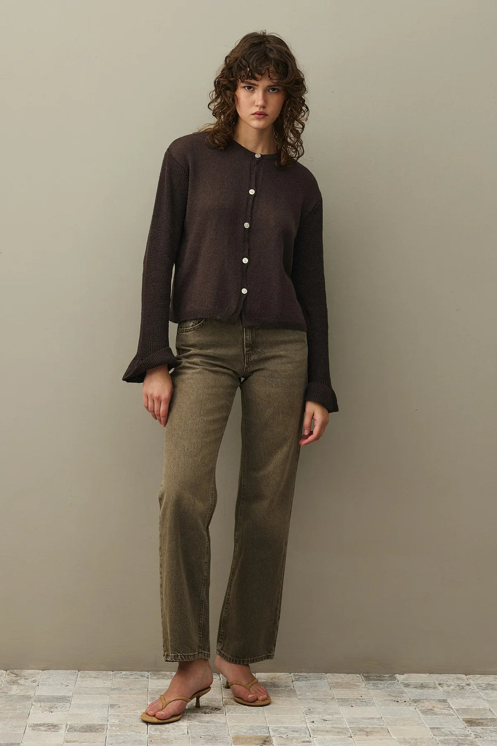 Cotton Cardigan Brown