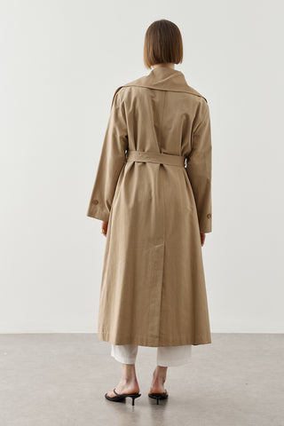 Pamuk Maxi Trençkot Camel