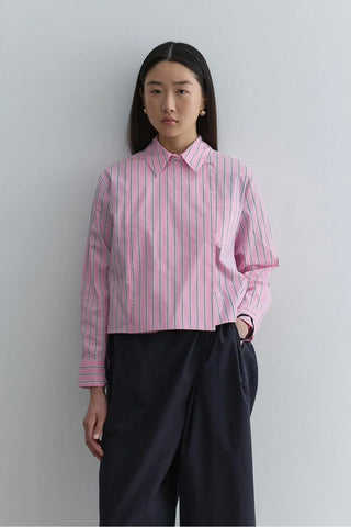 Striped Shirt with Piece Detail, Pink