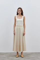 Parça Detaylı Etek Krem