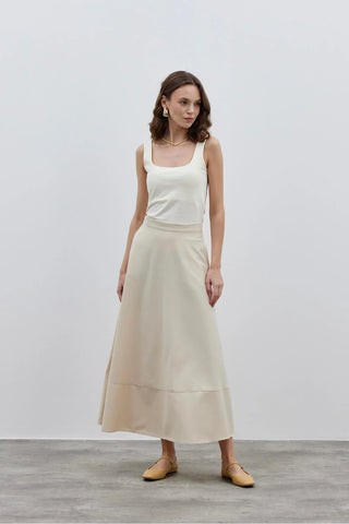 Parça Detaylı Etek Krem - Fahhar Design