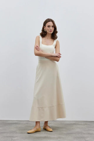 Parça Detaylı Etek Krem - Fahhar Design