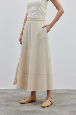 Parça Detaylı Etek Krem - Fahhar Design