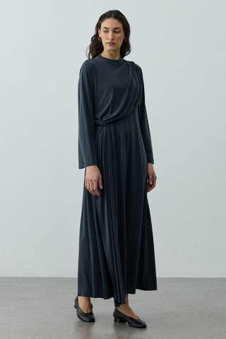 Parça Detaylı Modal Elbise Antrasit