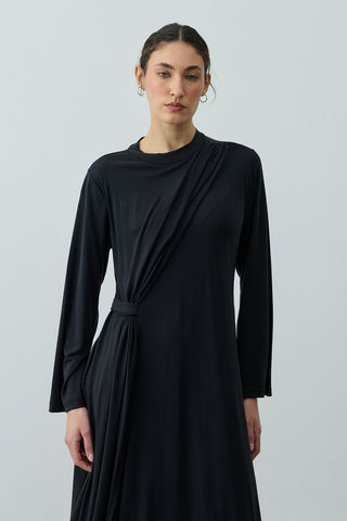 Parça Detaylı Modal Elbise Siyah