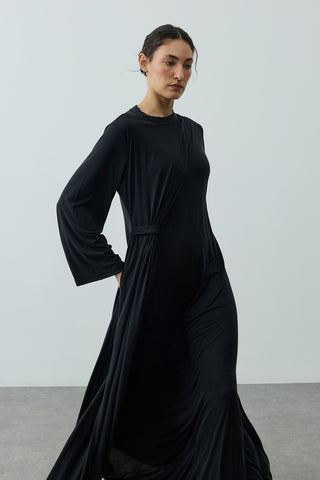 Parça Detaylı Modal Elbise Siyah