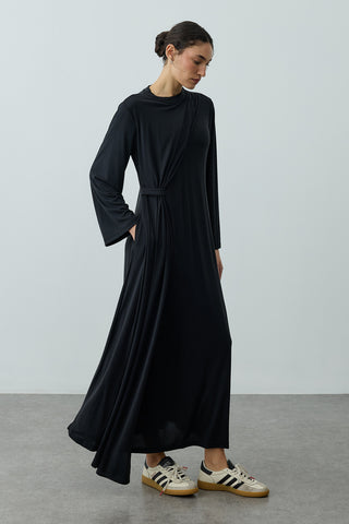 Parça Detaylı Modal Elbise Siyah