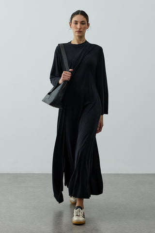 Parça Detaylı Modal Elbise Siyah