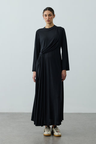 Parça Detaylı Modal Elbise Siyah