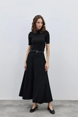 Piece Cut Skirt Black