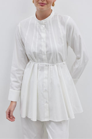 Parçalı Kadın Gömlek Ekru - Fahhar Design