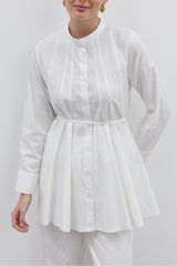 Parçalı Kadın Gömlek Ekru