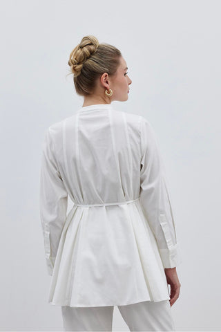 Parçalı Kadın Gömlek Ekru - Fahhar Design