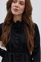 Parçalı Kadın Gömlek Siyah