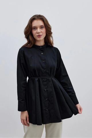 Parçalı Kadın Gömlek Siyah - Fahhar Design