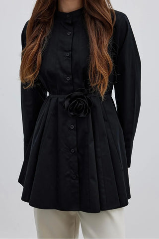 Parçalı Kadın Gömlek Siyah - Fahhar Design