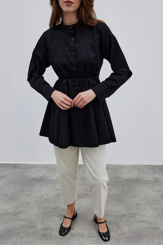 Parçalı Kadın Gömlek Siyah - Fahhar Design