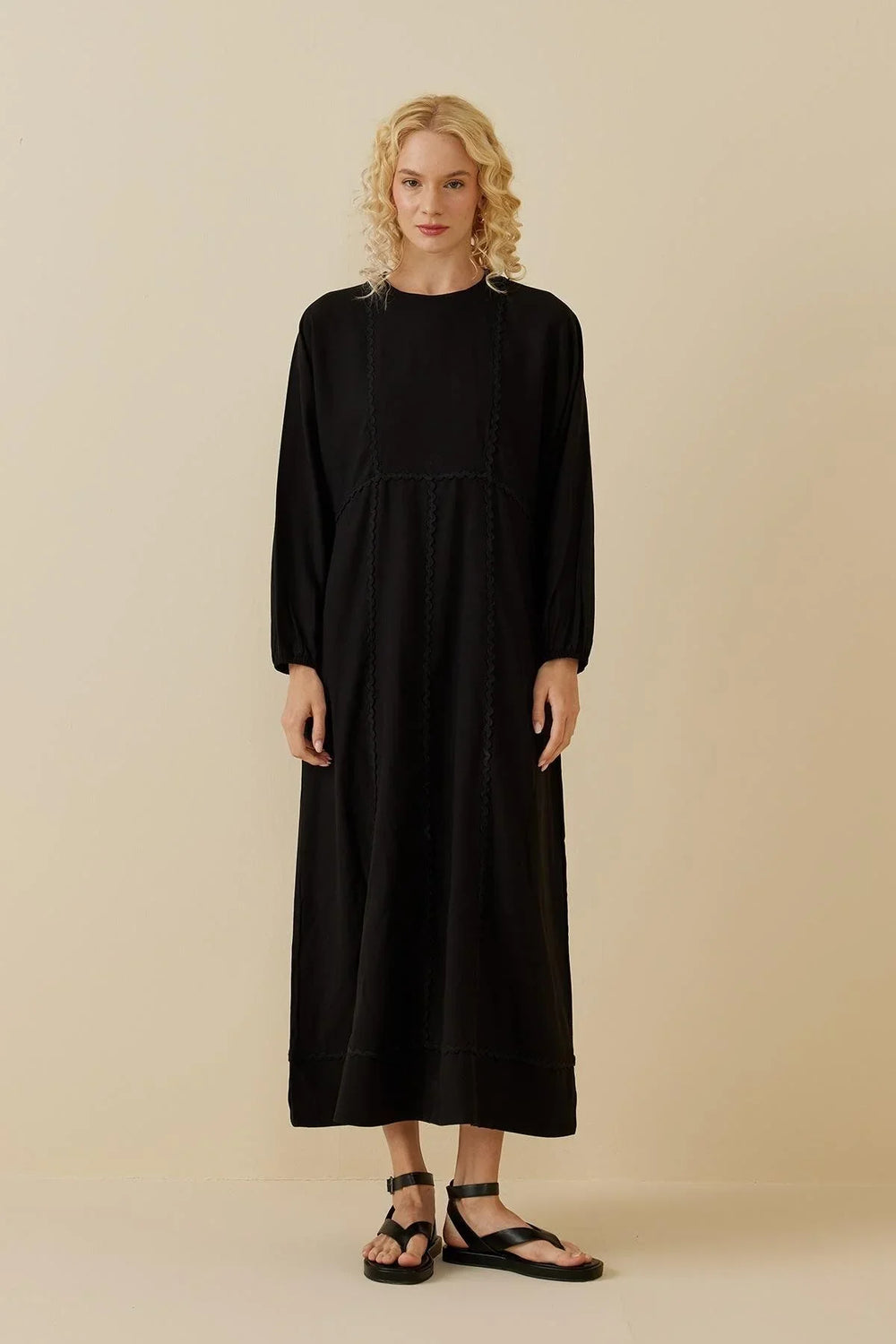 Piece Linen Dress Black