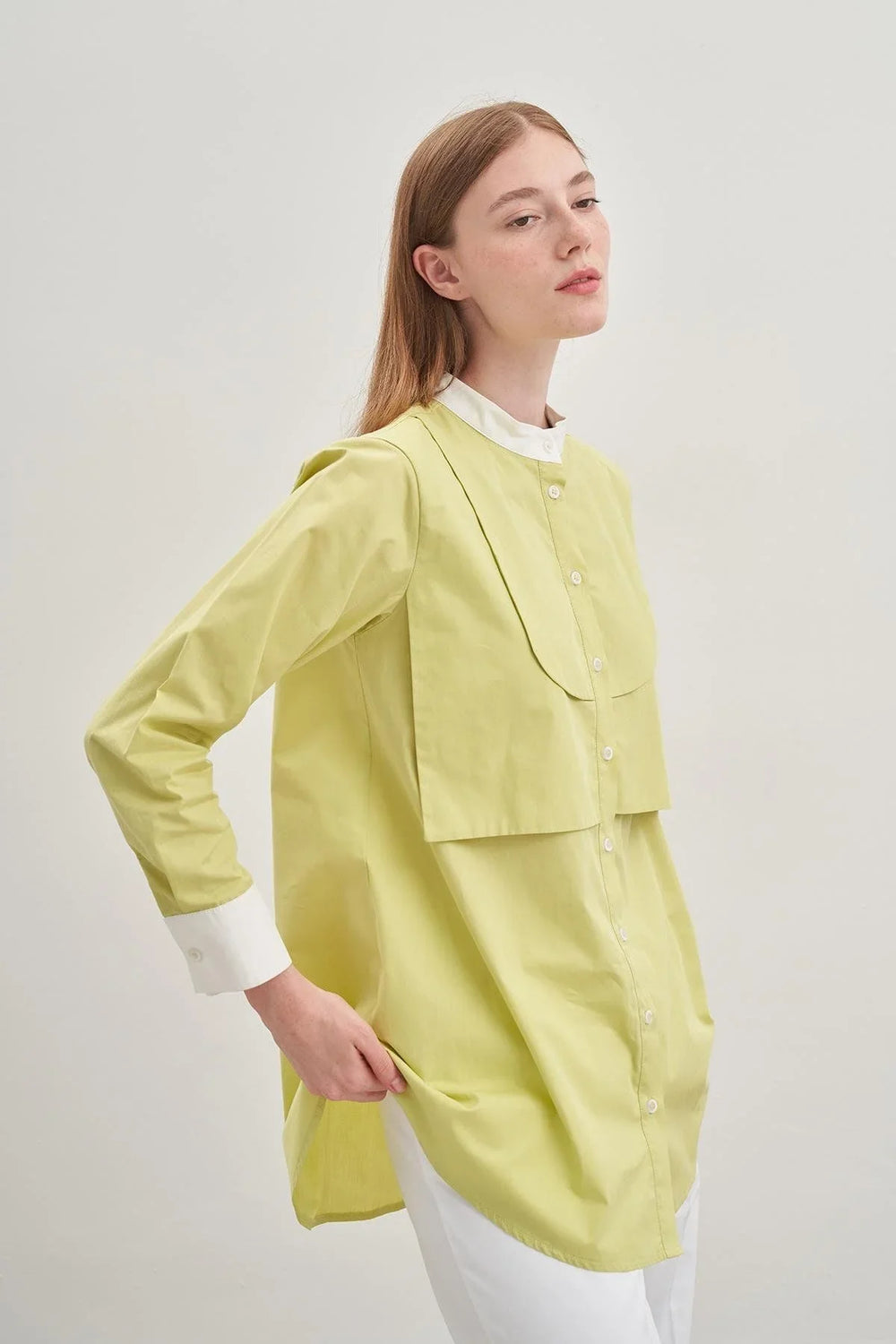 Pieced Windbreaker Detailed Shirt Light Green