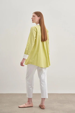 Parçalı Rüzgarlık Detaylı Gömlek Açık Yeşil - Fahhar Design