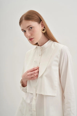 Parçalı Rüzgarlık Detaylı Gömlek Ekru - Fahhar Design