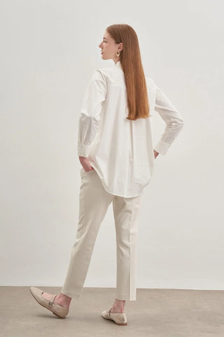 Parçalı Rüzgarlık Detaylı Gömlek Ekru - Fahhar Design