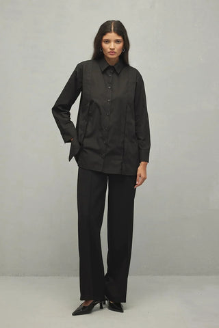 Pat Detaylı Gömlek Siyah - Fahhar Design