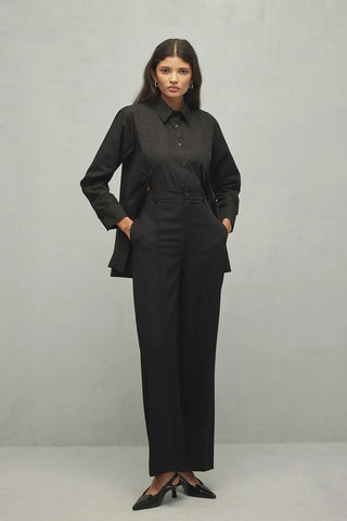 Pat Detaylı Gömlek Siyah - Fahhar Design