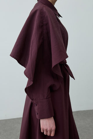 Pelerin Detaylı Elbise Mürdüm